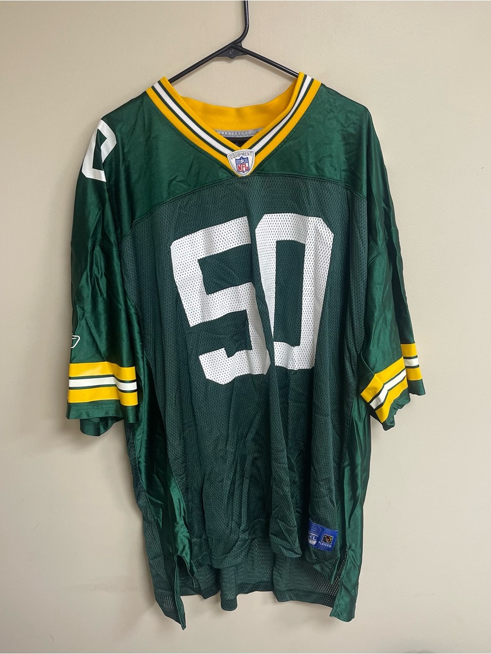 Green Bay Packer AJ Hawk NFL Reebok Vintage Jersey #50 Size 3XL